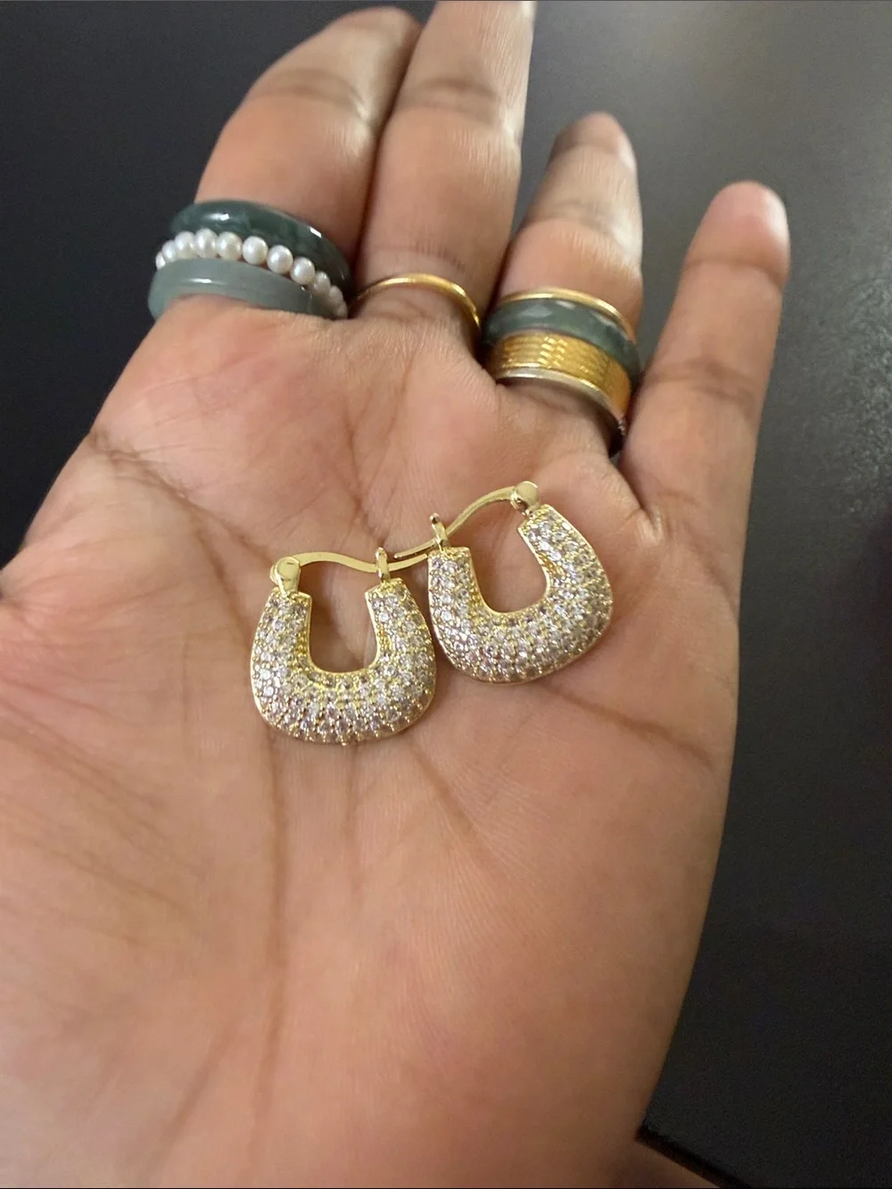 Gold Pavé Crystal Horseshoe Hoop Earrings - Brand